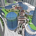 Modern Urban High Rise Architectural Complex With Central Green Space And Roads