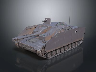 Detailed Military Armored Tank With Cannon Turret Tracks And Antenna 3d model