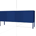 Modern Console Cabinet And Sideboard With Blue Finish Grid Panels And Metal Legs For Entryway
