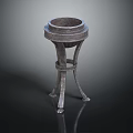 Sturdy Vintage Metal Three Legged Decorative Side Table With Round Top 3d model
