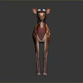 Cartoon Fawn 3D Model With Goggles Red Scarf And White Spots
