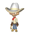 Cartoon Cowboy Game Movie Character With White Hat Red Scarf And Lasso