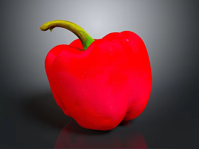 Fresh Red Bell Pepper Vegetable with Shiny Surface Green Stem and Vibrant Color 3d model