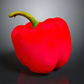 Fresh Red Bell Pepper Vegetable with Shiny Surface Green Stem and Vibrant Color