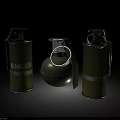Green Military Grenades Including Smoke Type And Standard Models With Metal Casings And Pull Rings