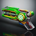 Futuristic Vibrant Weapon With Green Yellow Blue Clover Design And Detailed Accents