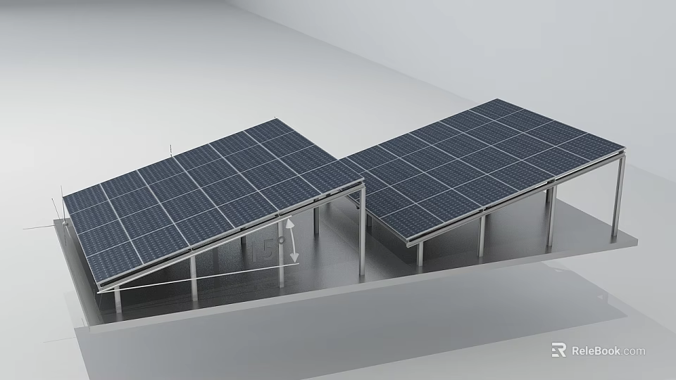 Industrial Solar Panel Equipment With Steel Frame Mounting Structure For Efficient Energy 3d model