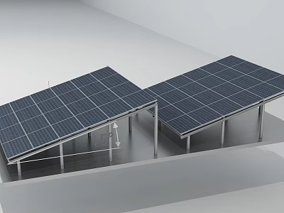 Industrial Solar Panel Equipment With Steel Frame Mounting Structure For Efficient Energy 3d model