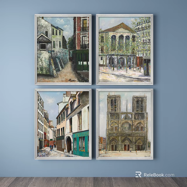 Urban Landscape Paintings Showcasing City Street Scenes And Historic Architecture 3d model 