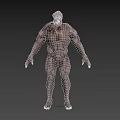 Game Movie Monster Character With Muscular Body Gray Skin Bloody Details And Scary Face