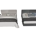 Contemporary Upholstered Double Bed With Neutral Bedding Accent Pillows And Side Nightstand