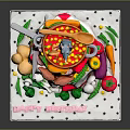 Decorative Two Tiered Pot Shaped Food Display With Vegetables Spoon And Mouse Figure
