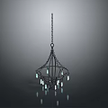 Elegant Modern Hanging Chandelier With Chain And Illuminated Light Bulbs