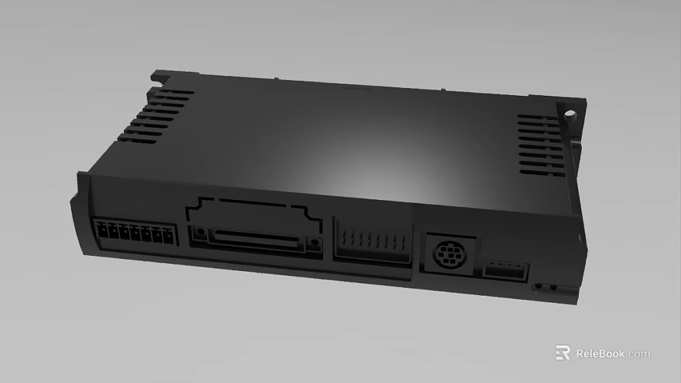 Industrial Equipment Control Panel With Black Casing Interface Ports And Heat Sink Vents 3d model 