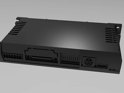 Industrial Equipment Control Panel With Black Casing Interface Ports And Heat Sink Vents 3d model