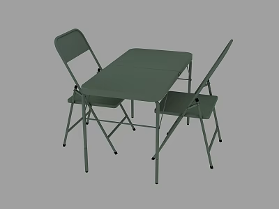 Green Folding Table And Chairs Set With Metal Frame For Outdoor Use 3d model