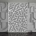 Modern Background Wall Design With Black White Geometric Pattern And 3D Gray Decor 3d model