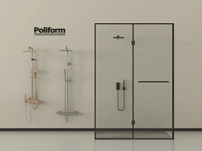 Modern Poliform Shower System With Glass Enclosure And Wall Mounted Designs 3d model