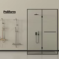 Modern Poliform Shower System With Glass Enclosure And Wall Mounted Designs 3d model