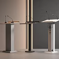 Modern Podiums With Microphones And Stylish Design Elements For Events
