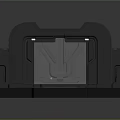 Futuristic Mechanical Structure Featuring Grey Metallic Design Central Panel Side Brackets And Base Platform