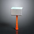 Square Metal Head Hammer With Cracked Design And Orange Textured Handle 3D Render