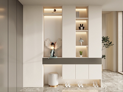 Modern Shoe Cabinet Cream Entrance Cabinet Jewelry Ornaments model