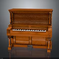Red Classic Wooden Piano With Intricate Carved Details And Ornate Design