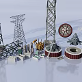 Heavy Duty Industrial Electrical Equipment With Steel Towers Components And Tools