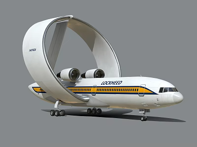 Lufthansa Passenger Plane With Unique Circular Wing And Yellow Stripes 3d model Lufthansa Passenger Plane With Unique Circular Wing And Yellow Stripes 3d model
