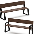 Outdoor Bench Outdoor Anti-corrosion Solid Wood Seat Courtyard Park Backrest Iron Bench Outdoor Leisure Seat 3d model