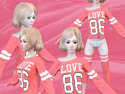 Game Movie Character In Pink LOVE 86 Outfit 3d model