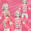 Game Movie Character In Pink LOVE 86 Outfit