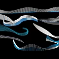 Wavy Decorative Wall Hangings With Blue White Stripes And Curved Patterns For Modern Interior Decoration