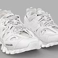 Balenciaga White Chunky Sole Mesh Design Lace Up Trendy Sporty Sneakers