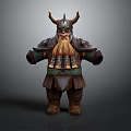 Fantasy Dwarf Game And Movie Character With Horned Helmet Long Beard And Armored Outfit