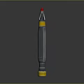 Military Missile Weapon With Red Tip Yellow Rings And Gray Cylindrical Body Design