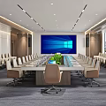 Modern Conference Room Interior Design With Long Table Multiple Chairs And Large Screen 3d model