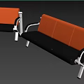 Modern Public Chairs With Orange Seats Black Cushions And Silver Metal Frames