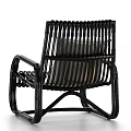 Rattan Rocking Leisure Chair with Neutral Cushion and Geometric Pattern Design
