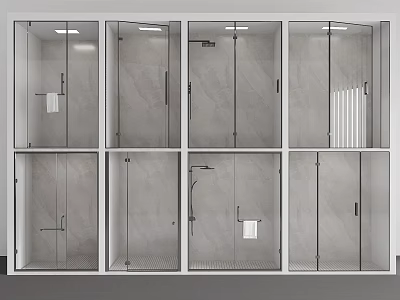 Modern Frameless Glass Hinged Shower Doors With Various Design Styles And Accessories 3d model