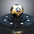 Golden Black Football Shaped Display Equipment With Black Circular Base And White Lights