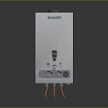 Homemaker Modern Silver Water Heater With Control Knobs And Red Pipes