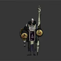 Detailed Mystical Fantasy Character In Purple Robe With Staff And Shield