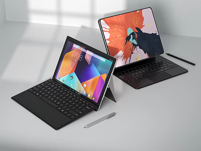 Sleek 2 in 1 Tablet Laptops With Detachable Keyboard Stylus Pen And Vibrant Displays 3d model