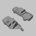 White and Red Double Cab Pickup Trucks 3D Render with Classic Design