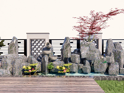 New Chinese landscape sketch rockery waterscape rockery stone dry landscape plants model