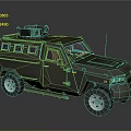Military Green Armored Vehicle With Roof Mounted Equipment Off Road Tires And Sturdy Design