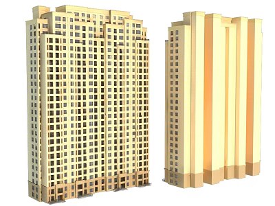 High Rise Residential Building With Beige Exterior And Modern Architectural Design 3d model