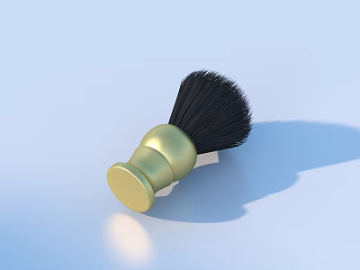 Premium Shaving Brush With Golden Handle And Soft Black Bristles For Daily Grooming 3d model